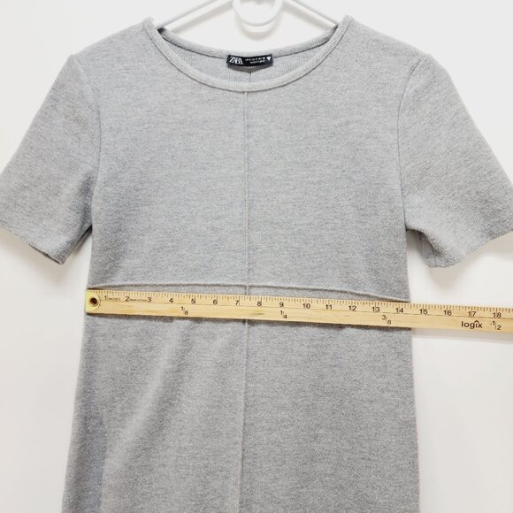 Zara Short Sleeve Knitted Gray Dress Women’s Size Small Knee Length - Picture 5 of 10